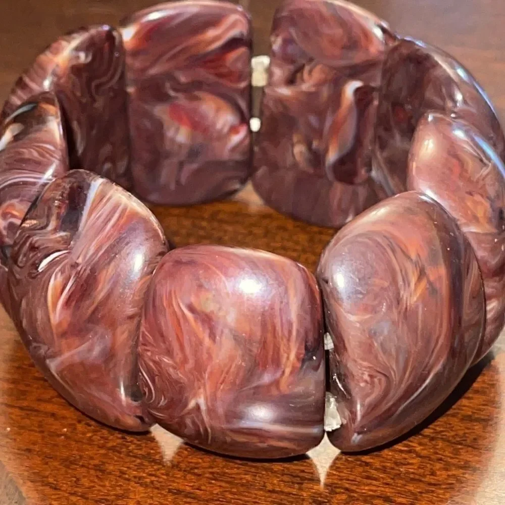 Blue orange wood brown stretchy bracelets